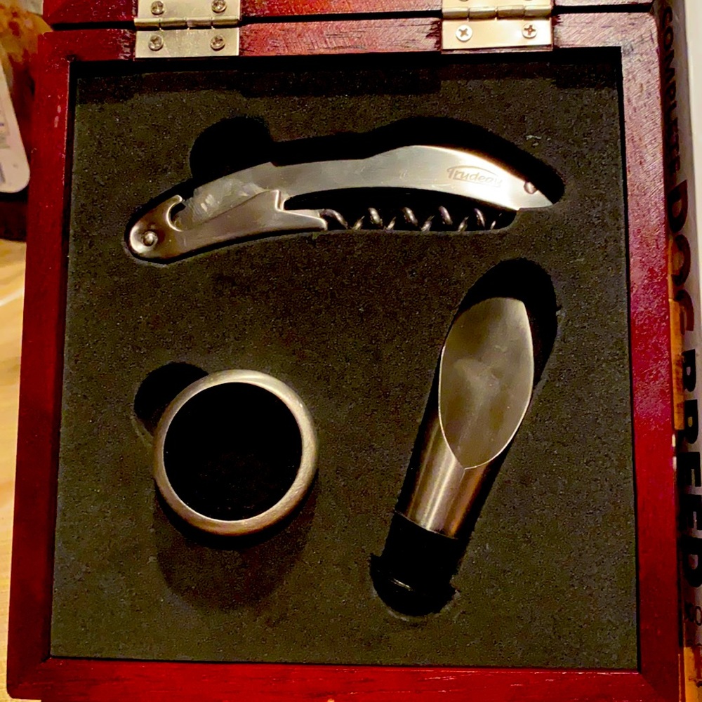 Trudeau Wine Opener and Accessories Set in a Wooden Box